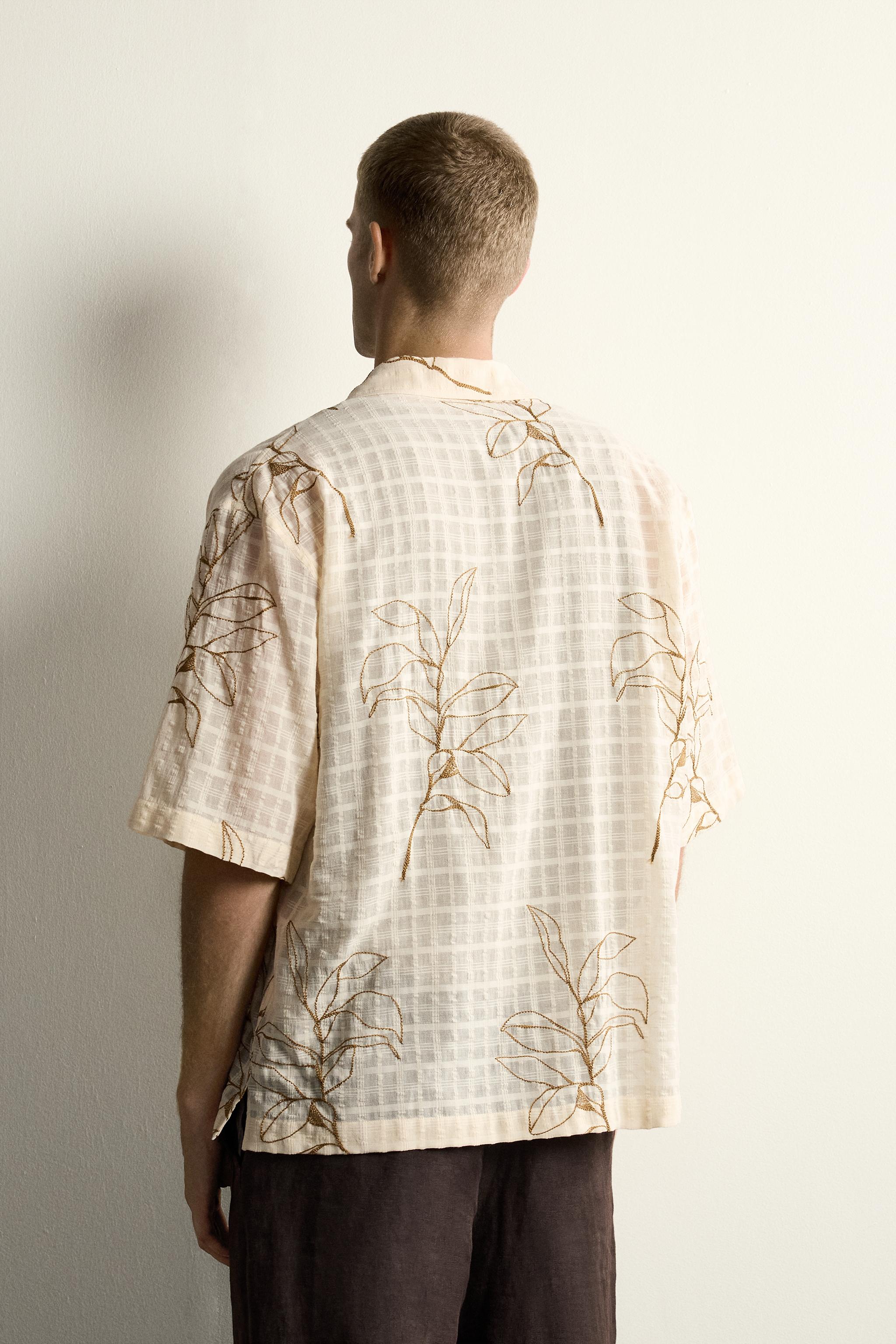 LEAF EMBROIDERED JACQUARD SHIRT